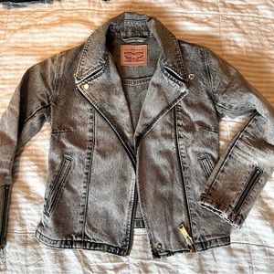 Levi’s gray denim moto jacket asymmetrical zip